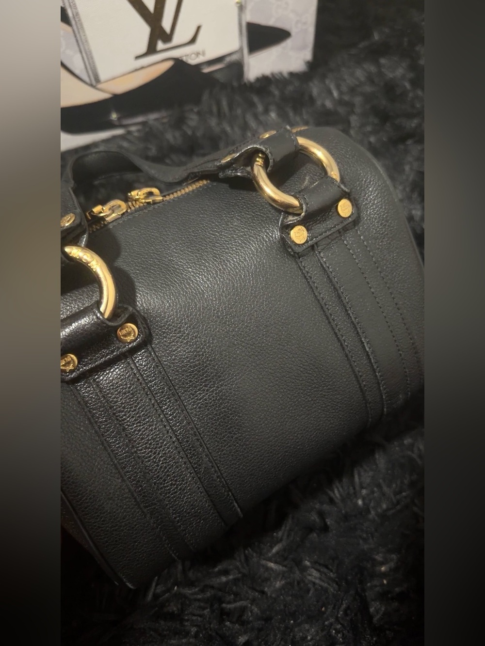 MCM Black Mini Barrel Satchel with Gold Hardware - Picture 7 of 8